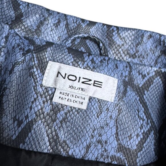 NOIZE Faux Vegan LEATHER Blue Snake Skin Cropped Bomber Glam Jacket Womens 2XL - Picture 4 of 8